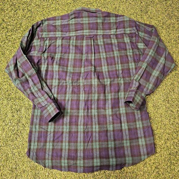 Vintage Chaps Ralph Lauren Shirt Men's L Green Plaid Flannel Long Sleeve Y2K - Picture 7 of 7